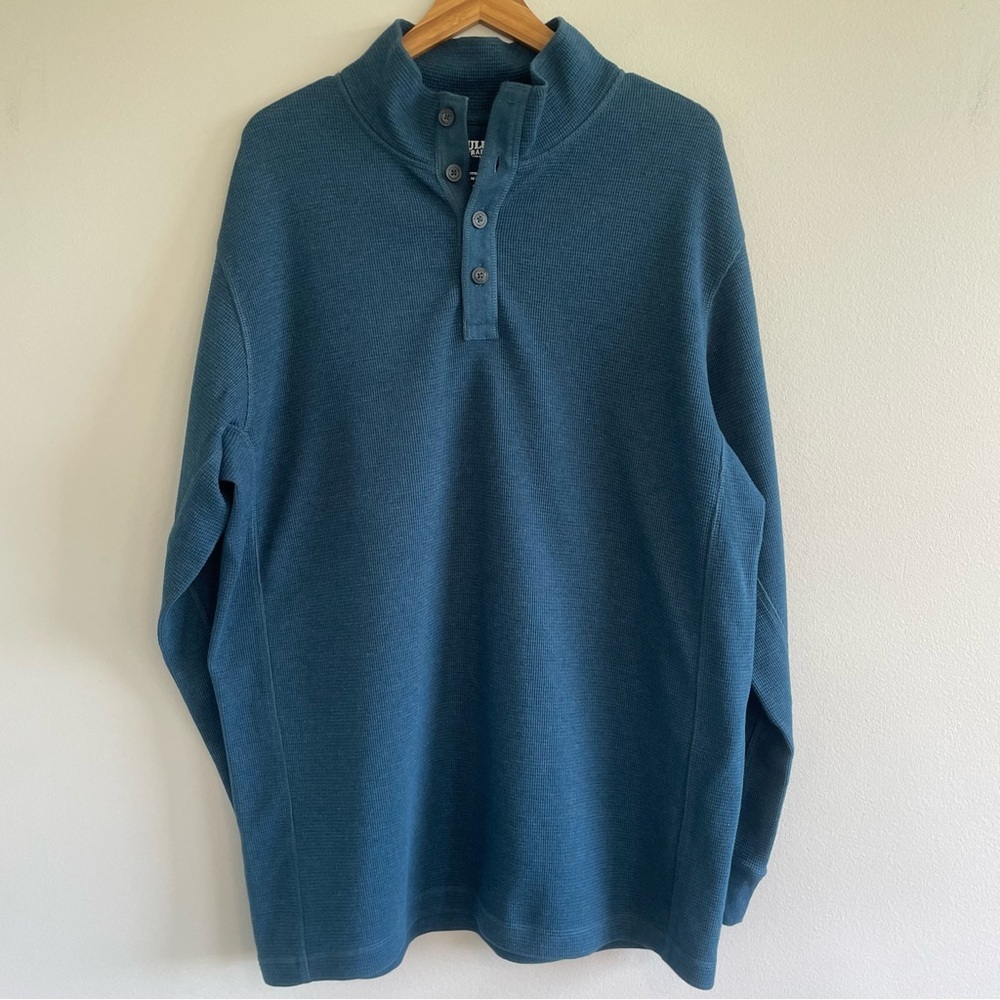 Duluth Trading Co Men's Burly Thermal Button Mock Neck Shirt Size Large